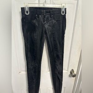 Blank NYC size 21 skinny jeans faux leather on front